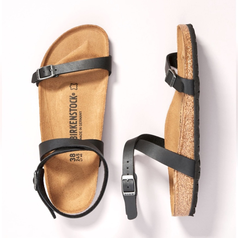 Birkenstock Daloa Black Leather Strap Sandals Size EUR 39 / US 8